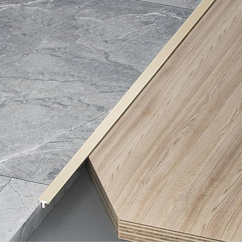Raouoae Übergangsprofil T-Profil Ausgleichsprofil Aluminium Eloxiert Übergangsschiene 3 Stück 100cm Flach Ausgleichsprofil Abschlussleiste Für Fliesen Laminat/Parkett(Milchkaffee,Breite: 4mm)