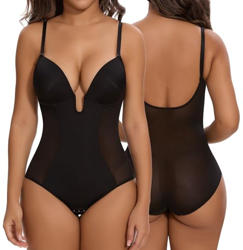 SHAPERIN Donna Body Modellante con Reggiseno Push Up Body Shaper Dimagrante Pancia Piatta Shapewear Bodysuit Senza Schienale