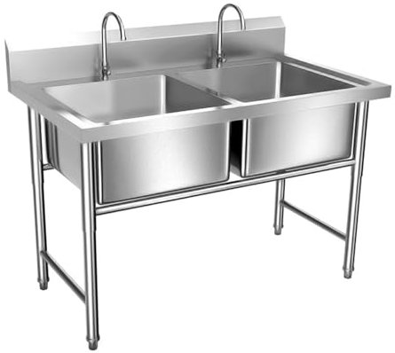 Fregadero de acero inoxidable con diseño de esquina redondeada, fregadero de gran capacidad para interiores y exteriores
