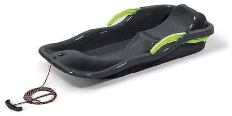 NEUSTANLO | Bobschlitten Race | Anthrazit | hochwertiges Kunststoff | inkl. Zugseil und Bremshebel | ideal auch als Rodel, Bob, Schlitten oder Schneegleiter