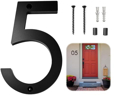 Yuqilin Numero Maison Exterieur，Flottable Acrylique Plaque Numero Maison Exterieur 3D Imperméable L'Eau Numero Boite Lettres，pour Portes Bureaux Boîtes Lettres Portes D'Appartements Garages (5)
