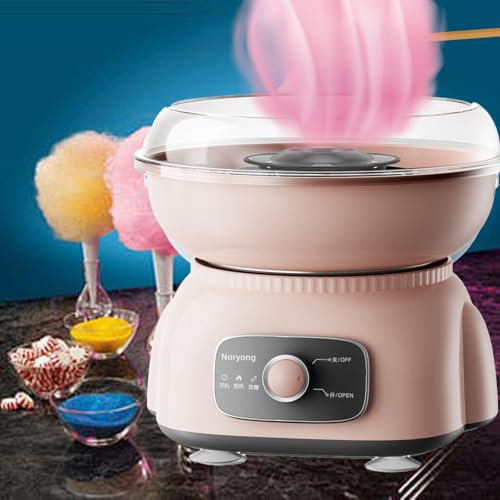 WaaYb Homemade Sweets Cotton Candy Machine, 500W Small Cotton Candy Machine with Splash Prevention Bowl and Removable, Electric Candyfloss Machine Kit for Makes Hard Sugar, Sugar Floss pink