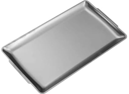 Gralara Vassoio in Acciaio Inox per Servire, Piatto Rettangolare con Manici, Vassoio per Eventi E Barbecue, Dimensioni: 36x20cm