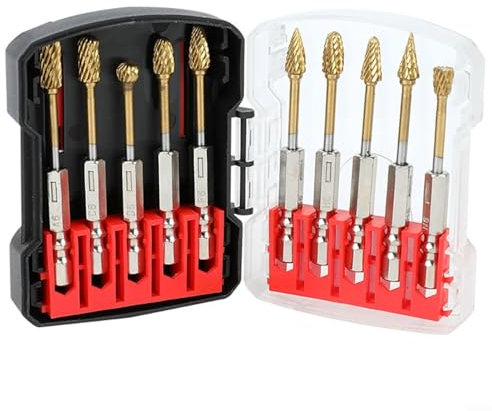 Hartmetall-Frässtift-Set, 10 Stück, 1/4-Zoll-Schaft, Schnellwechsel-Drehwerkzeug-Bits für Metall, Holz, Stein, Entgraten, Schleifen, Gravieren, Formen, professionelles DIY-Kit