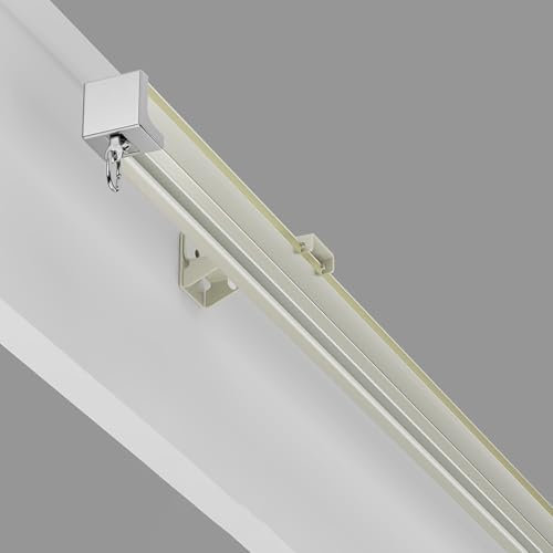Aluminium-Vorhangschiene, 6,5 m, Wandhalterung, Schiebestangenhalterung für Schlafzimmer, Küche oder Dusche, leises Schienensystem (weiß)