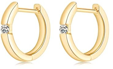 Luna Glanz – Kleine Creolen für Damen aus 925er Silber, zweifach 14K vergoldet – Hypoallergen & elegant, goldene Mini-Ohrringe