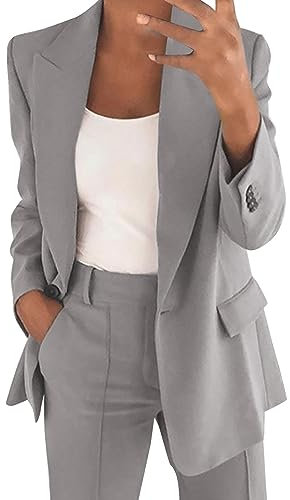 Blazer Donna, Giacche da Donna Eleganti Giacca da Abito Elegante Manica 3/4 Blazer Jersey Slim Fit con Bottone Classico Cappotto Corto Cerimonia Tailleur Pantalone E Giacca Corta