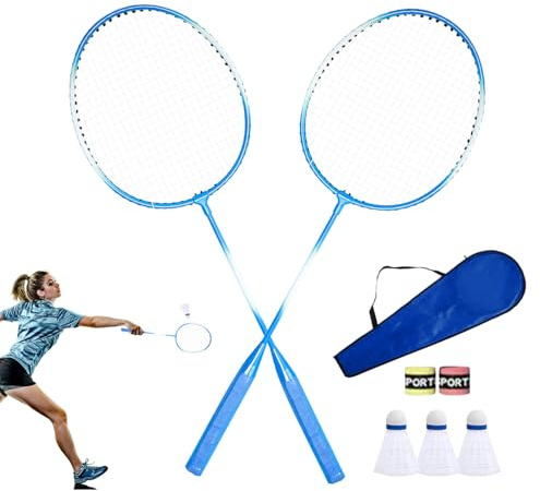 Raquette de Badminton Professionnelle - Ensemble de Raquettes de Badminton Portables pour 2 Joueurs, Équipement de Sport Léger et Résistant, Raquette Haute Performance pour Adultes et Enfant,