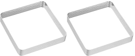 QUARKZMAN 2pcs Cercles à Gâteau Perforés 3,94 en Acier Inoxydable Carré, Cercle à Tartelette Antiadhésif Poli, Cercle à Mousse Épais pour Desserts, Outil pour Pâtisserie, Gâteaux Français