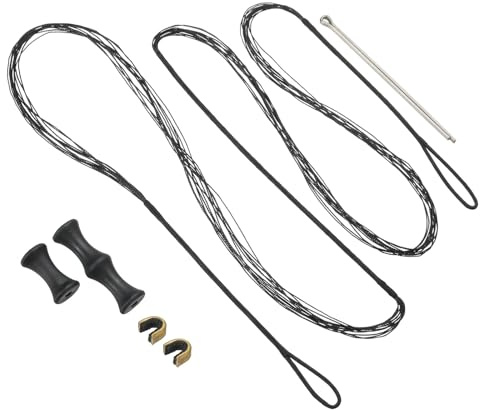 PATIKIL 53.5 Inch Bow String Replacement, Archery Bowstrings Accessories 12 Strands Bowstring with Finger Guard & 2 Brass Nock Points for Traditional Recurve Longbow, Black