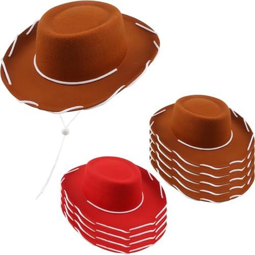 8 Pack Kids Cowboy Hats Felt Cowboy Costume Hat Western Cowgirl Hat for Boys Girls Halloween Birthday Party Accessories (Color Set 4)