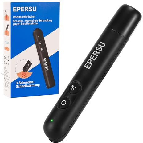 Mosquito Bite Heat Pen, EPERSU Insect Bite Healer Electronic Bite Healer Pen Against Mosquito Bites, Mosquito Bite Healer Stick Heat Treatment, Itching & Swelling Relief, Black