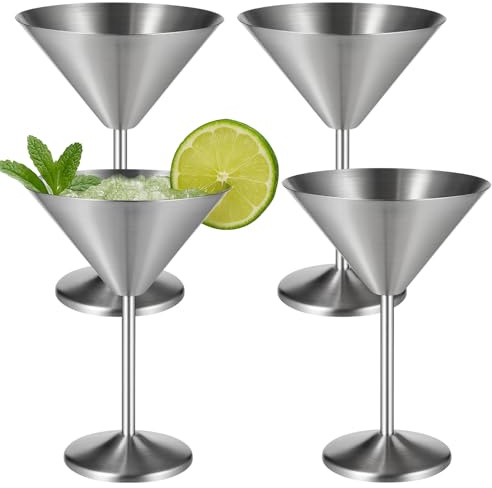 Lot de 4 verres à cocktail en acier inoxydable 304, plaqué cuivre, volume de 500 ml, verre à vin à une couche, élégant, haut pied, de qualité et incassable, 4 pièces