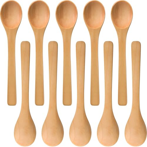 30 mini cucchiai in legno da 14 cm, piccoli cucchiai da minestra, cucchiaini da portata in legno per miele, condimenti, olio, caffè, tè, zucchero (marrone chiaro)