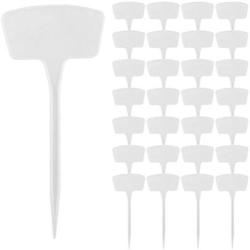 Marcatori per piante grandi, 100 pezzi, 27 cm, per esterni, bianchi, per giardino, etichette da giardino, tipo T, impermeabili, in plastica, riutilizzabili, ideali per l'identificazione delle piante