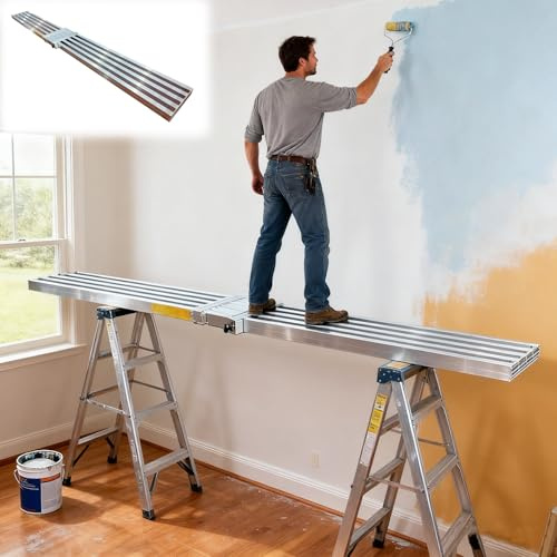 Andamio resistente, plataforma de trabajo telescópica para pintores, tablas de escalera versátiles, equipo de andamio de construcción duradero