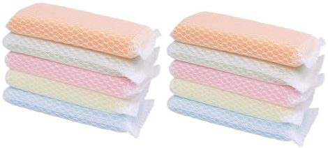 GANAZONO 10pcs Double-Sided Sponge Scrubber Cloths for Kitchen Cleaning Gentle Non-Scratch Scouring Pads with Powerful Scrubbing Surface Easy-Grip Dishwashing Rags for Washing Random Color