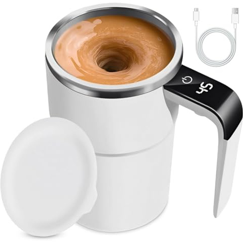Taza con agitación automática, taza mágica, taza autoagitable, taza de café de leche, acero inoxidable, taza de cacao, taza inteligente para café, té, chocolate caliente, leche, cacao, proteínas