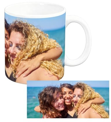 Genérico Tazas personalizadas con fotos. Regalos personalizados originales. Tazas efecto collage. Taza de cerámica. Regalos personalizados. Detalles originales. (1 Foto)