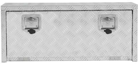 Garvee Coffre à outils sous caisse aluminium robuste, étanche, pour camionnette/remorque – Double verrou, grand capacité – Atelier/garage, professionnels auto – Argent, 12×14×36, double verrou