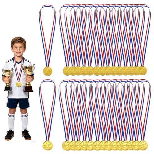 30 Stück Medaillen Kinder,Medaillen Kindergeburtstag,Für Kinder Party Favor | Kunstoff Material,Größe 33cm,Ideal Als Belohnung Für Kinder,Vintage-Goldplattierung Versehen,Attraktiv Für Kinder