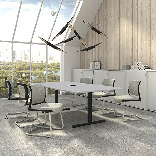 Weber Büro Easy Konferenztisch 240x120 cm Perlgrau mit ELEKTRIFIZIERUNG Besprechungstisch Tisch, Gestellfarbe:Anthrazit