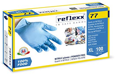 reflexx 77100 Food. Guantes de nitrilo 3gr específicos para Food, L