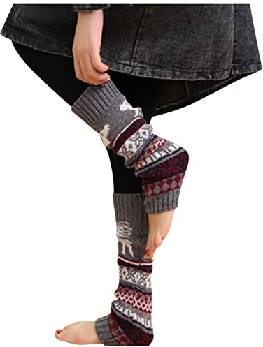 carol -1 Damen Beinwärmer Weihnachten Stulpen Winter Legwarmers Overknees Gestrickte Verdicken Strümpfe Weihnachtsstrumpf Mädchen Beinstulpen Knit Crochet Socken Strick Warmer Stulpen Ballett Yoga