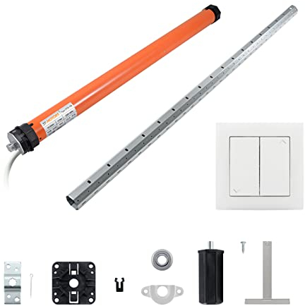 3T-MOTORS Rollladenmotor Komplettset mit Wippschalter, SW40 Welle 1,10 m, 3T35-10B (Zugkraft 10 Nm/25 kg) mit elektronischen Endschaltern, einfache Montage mit Zubehör, Rollladenantrieb