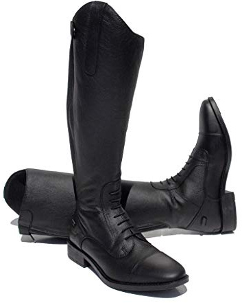 Rhinegold Elite Bottes d'équitation en Cuir Extra Courte, Femme, 817ES-4(37)-3-BK, Noir, Size 4 Calf 3