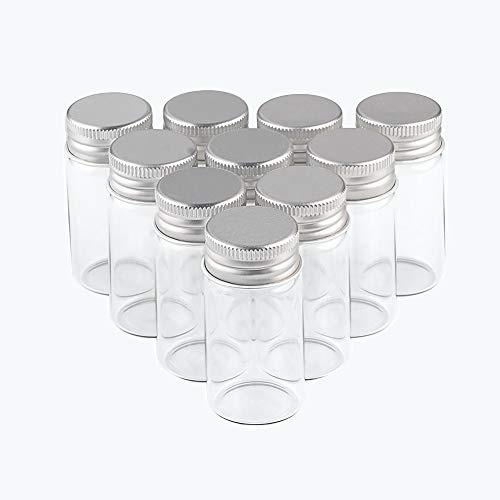 12pcs 25ml Mini Botellas de Vidrio Transparente con Tapa de Aluminio Plateado Decoración Botellas Artesanales Botellas