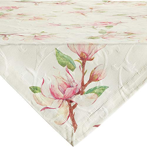Erwin Müller Tischwäsche, Mitteldecke Magnolienblüten Jacquard Magnolie Größe 80x80 cm - hohe Strapazierfähigkeit, mit Kuvertsaum, bügelfrei