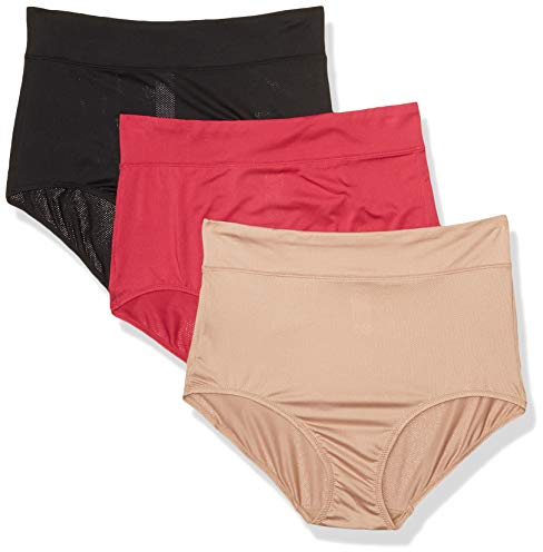 Warner's womens Blissful Benefits Breathable Moisture-wicking Microfiber Brief Rs4963w Underwear, Black/Toasted Almond/Vivacious, XX-Large US