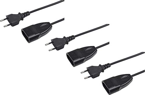 Meister Euro-förlängning – 3 stycken – 3 m kabel – svart – plastledning – IP20 inomhus – perfekt för lampor och ljusslingor/förlängningskabel/eurokontakt/euro-koppling/7431350