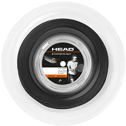 HEAD Syntetisk gut tennissträng 200 m rulle, 17 Gauge, svart,