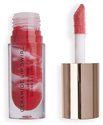 Makeup Revolution, Lip Swirl Ceramide Gloss, Lucidalabbra, Rosso Morso, 4,5 ml