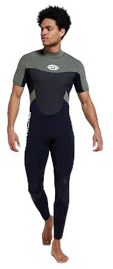 Animal Logan 4 mm Herren-Neoprenanzug – Leichte und Strapazierfähige Bademode, Rückenreißverschluss, Knieschonern, GBS-Nähten und UPF 50+ – Für Frühling Schwarz L-XL