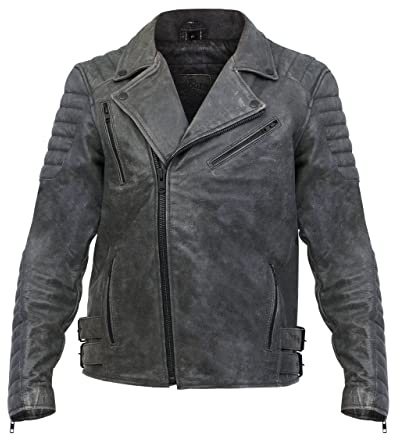 BROGER Ohio Motorradjacke Herren | Leder | Ellenbogen und Schulterprotektoren SAS-TEC Stufe 2 | 2 Belüftungskanäle | Rückenprotektor Tasche