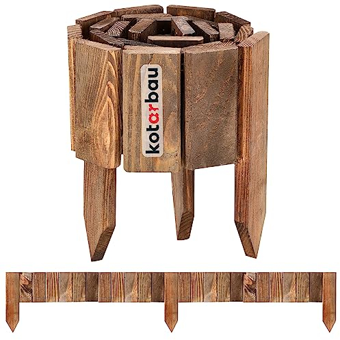 KOTARBAU Pannello di recinzione in legno di pino marrone, 10 x 110 cm, barriera naturale per decorazione giardino e prevenzione delle intrusioni di animali