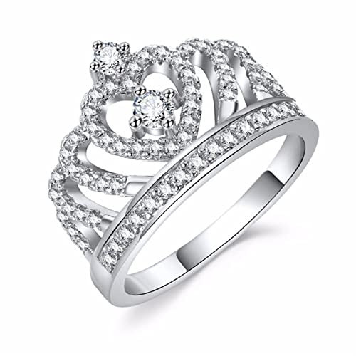 BISONBLUE Ringe Frauen Damen Ring Schmuck Herren Geschenk Kronenring Für Damen Zirkonia Vintage Ringe Damenringe 8