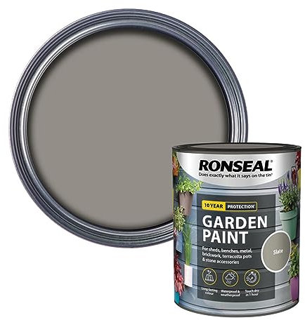SAVING HUB Fence Paint Garden Shed Paint 750ml - Exterior Wood Paints Tin Waterproof, Weatherproof Paints - For Benches, Metal, Brickwork, Terracotta Pots, Stones Tin (Slate)