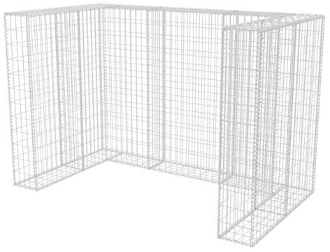 Homgoday Gabion Double Wheelie Bin Surround Steel 180x100x120 cm, Gabion Baskets, Metal Gabion Cages for Stones, Garden Decor Wall Partition Set