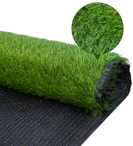 Nisorpa Kunstrasenteppich Outdoor 2x3m Kunstrasen 30 mm Höhe Wasserdurchlässiger Plastikrasen Roller Draußenrasenteppich meterware Künstlicher Rasenteppich für Balkon Garten Terrasse, Grün
