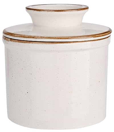 KILNGPT - Burriera francese raffreddato ad acqua con linea di galleggiamento, campana in ceramica per burro spalmabile - Regalo di Natale per la cucina - Shell White