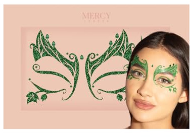 Mercy London, gioiello per il viso con foglie di edera velenosa, accessorio per costume verde, gemme per il viso, gioielli tutto in uno, copricapo per Halloween