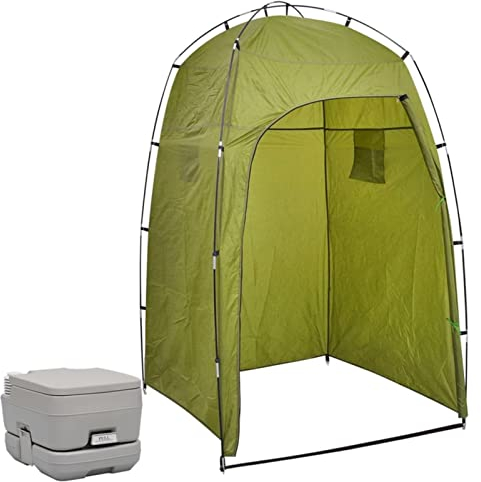 Tragbare Campingtoilette mit Zelt 10+10 L, tragbare Toilette, Töpfchenklo für Poolparty, Camping, Wohnwagen, Picknick und Festivals