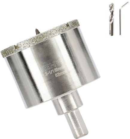 2-1/16 tum | 52 mm diamanthålsåg med mittborr och diamantbelagd mittborr för keramiskt glas marmor glasfiber granit och porslinsplattor från CENYB