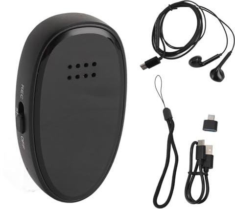 Registratore Ad Attivazione Vocale, Riduzione Intelligente del Rumore AI 90%, 1600 Ore di Registrazione, Magnetico, Tipo C, Chiavetta USB, Lettore MP3 WAV, Altoparlante (64GB)