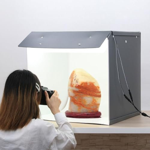 Caja de Estudio fotográfico de 5500 K, Caja de luz portátil Plegable de 33/40/60 cm for fotografía, Caja de luz Profesional for fotografía con 2 Tiras de luz LED, Caja de luz portátil(F60)