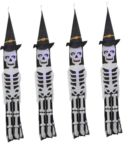 POPETPOP 4 Piezas Secador de Pelo Tridimensional de Calabaza decoración Halloween decoración de Halloween Aire Mangas de Viento Aire luz Colgante de